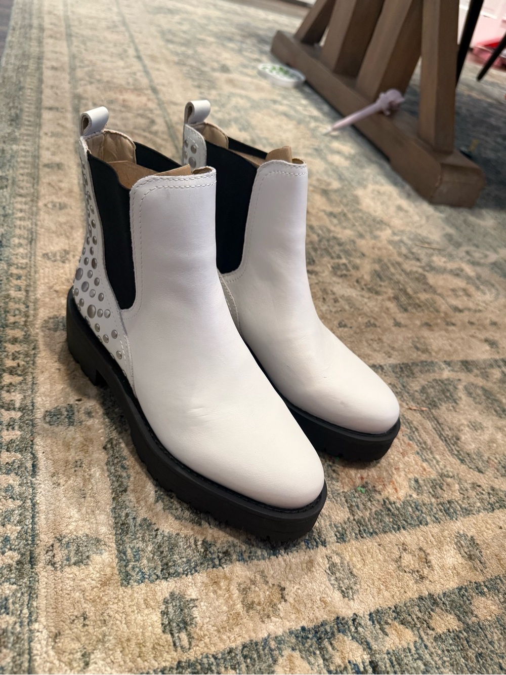 Sam Edelman White Studded Chelsea Boots - Women